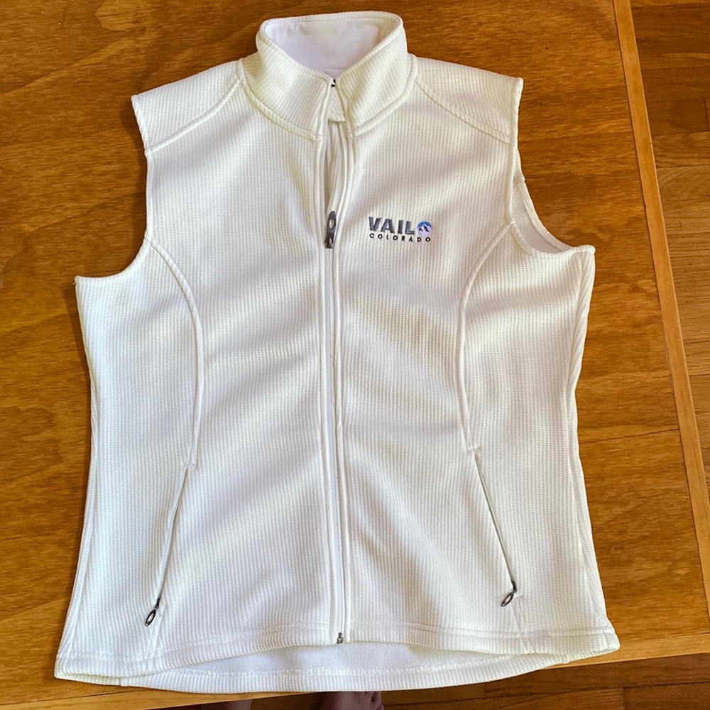 Polar King fleece lined waffle vest, Full zip, Vail embroidered logo, size 14
